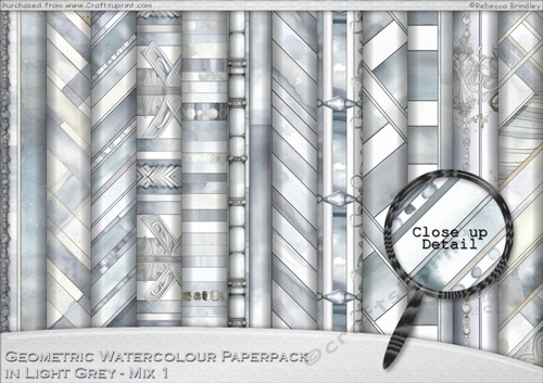 Geometric Watercolour Paperpack in Light Grey - Mix 1