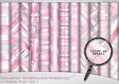 Geometric Watercolour Paperpack in Pastel Pink - Mix 1
