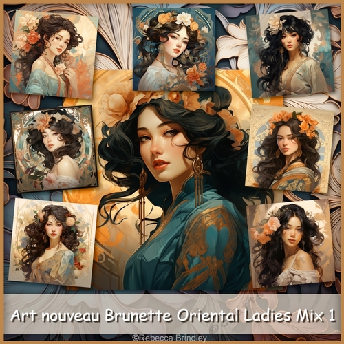 Art nouveau Brunette Oriental Ladies Mix 1