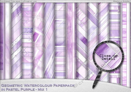 Geometric Watercolour Paperpack in Pastel Purple - Mix 1