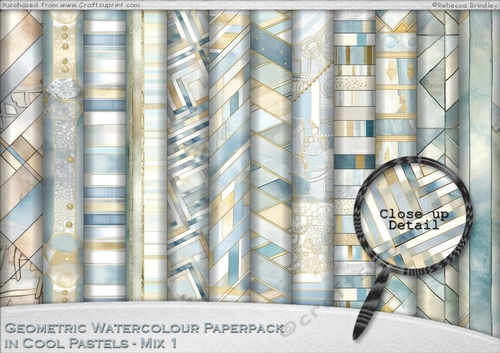 Geometric Watercolour Paperpack in Cool Pastels - Mix 1