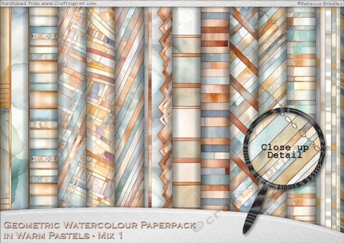 Geometric Watercolour Paperpack in Warm Pastels - Mix 1
