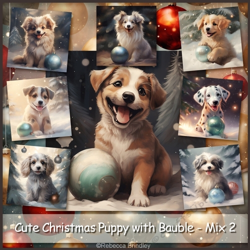 Cute Christmas Puppy with Bauble - Mix 2