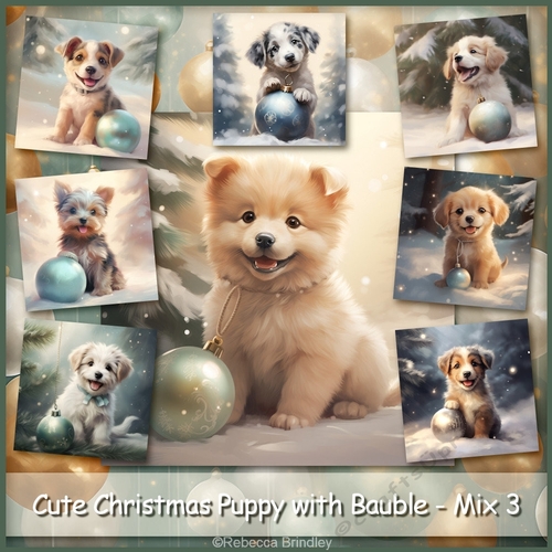 Cute Christmas Puppy with Bauble - Mix 3