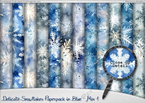 Delicate Snowflakes Paperpack in Blue - Mix 1