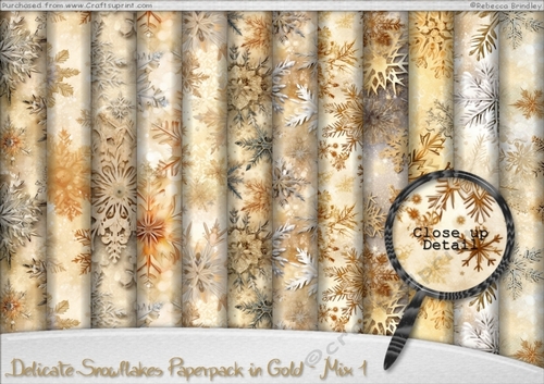 Delicate Snowflakes Paperpack in Gold - Mix 1