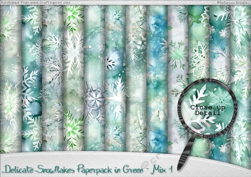 Delicate Snowflakes Paperpack in Green - Mix 1