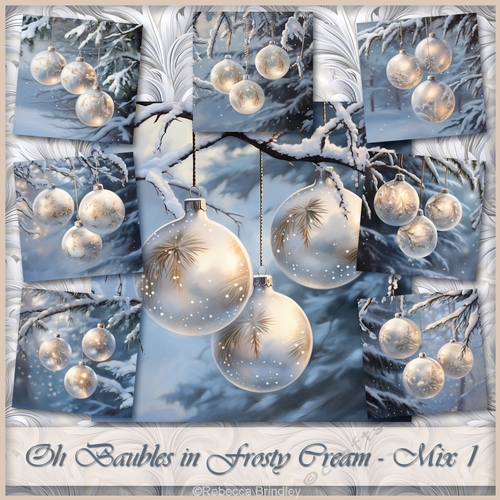 Oh Baubles in Frosty Cream - Mix 1