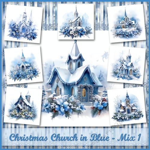 Christmas Church in Blue - Mix 1