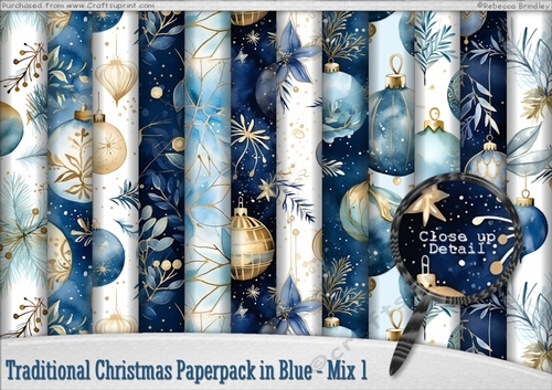 Traditional Christmas Paperpack in Blue - Mix 1