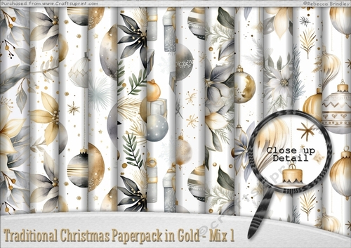 Traditional Christmas Paperpack in Gold - Mix 1