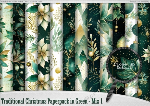 Traditional Christmas Paperpack in Green - Mix 1