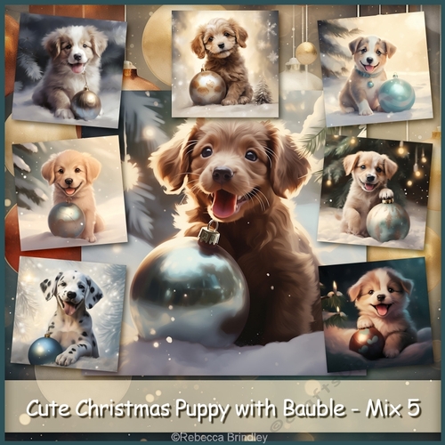 Cute Christmas Puppy with Bauble - Mix 5