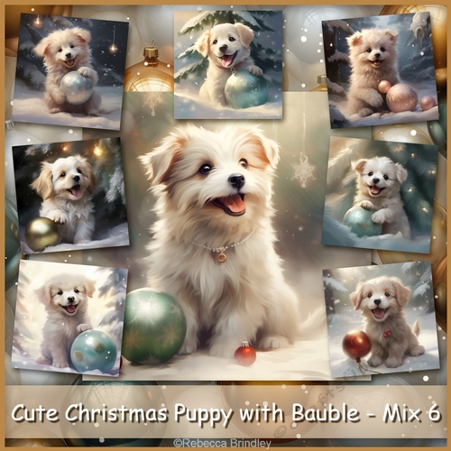 Cute Christmas Puppy with Bauble - Mix 6
