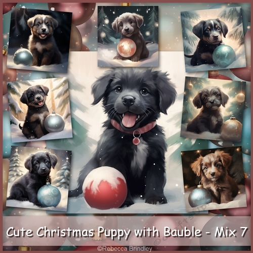 Cute Christmas Puppy with Bauble - Mix 7