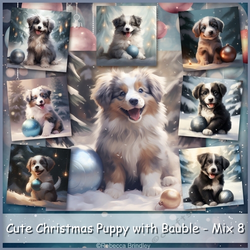 Cute Christmas Puppy with Bauble - Mix 8