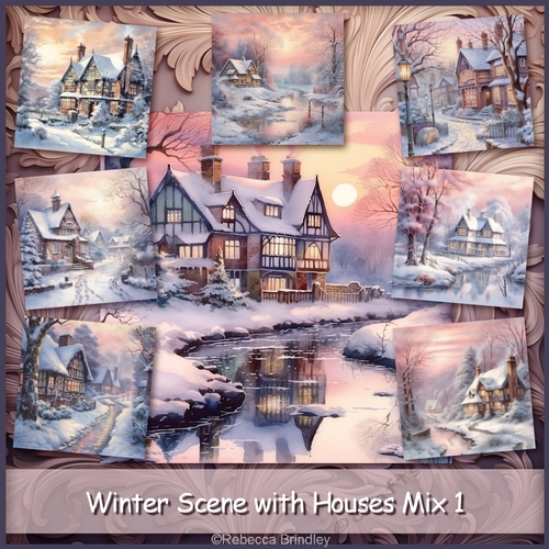 Winter Scene with Houses Mix 1