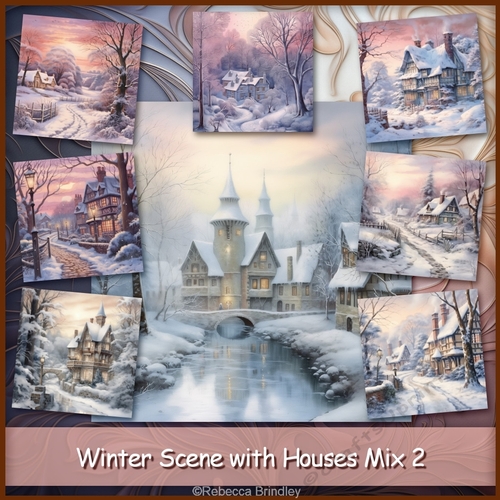 Winter Scene with Houses Mix 2