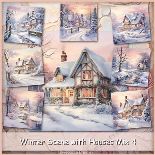 Winter Scene with Houses Mix 4