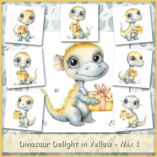 Dinosaur Delight in Yellow - Mix 1