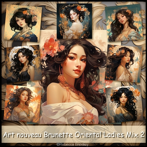 Art nouveau Brunette Oriental Ladies Mix 2