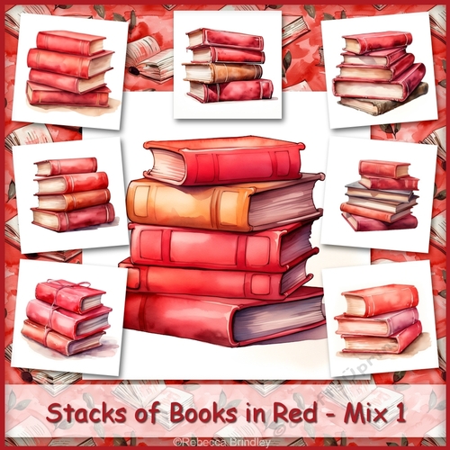 Stacks of Books in Red - Mix 1