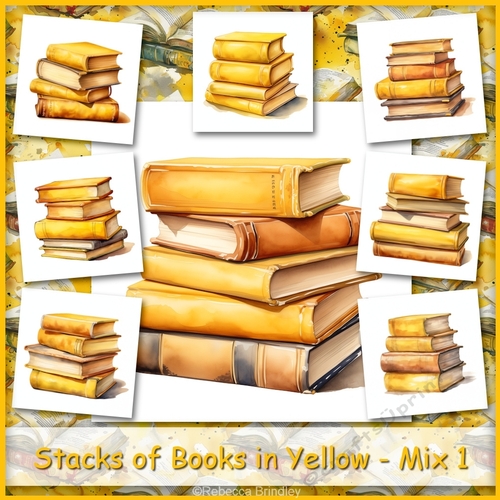 Stacks of Books in Yellow - Mix 1