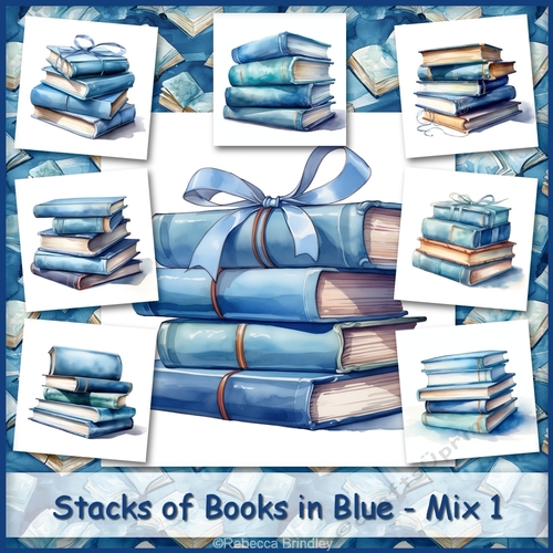 Stacks of Books in Blue - Mix 1