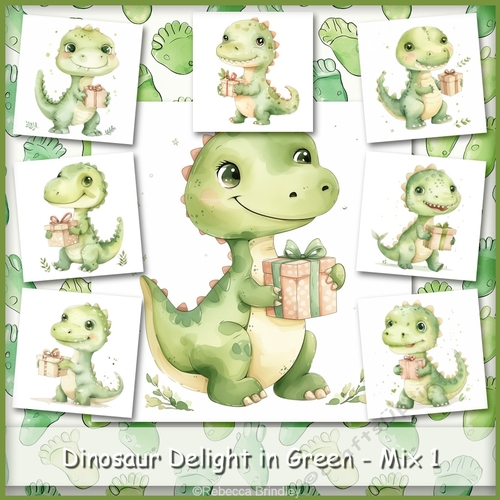 Dinosaur Delight in Green - Mix 1