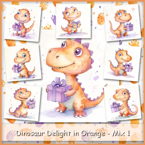 Dinosaur Delight in Orange - Mix 1
