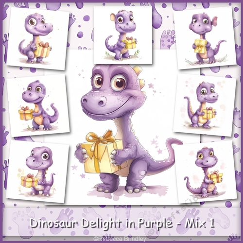 Dinosaur Delight in Purple - Mix 1