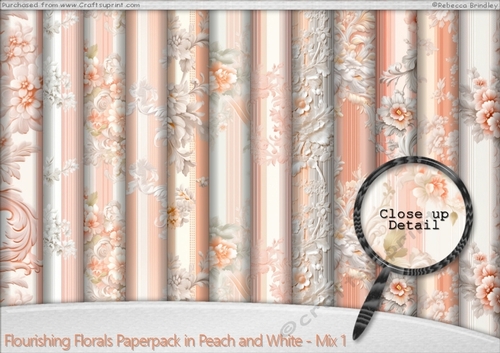 Flourishing Florals Paperpack in Peach and White - Mix 1