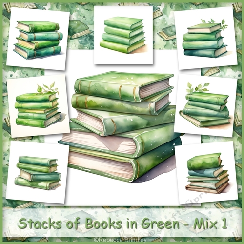 Stacks of Books in Green - Mix 1