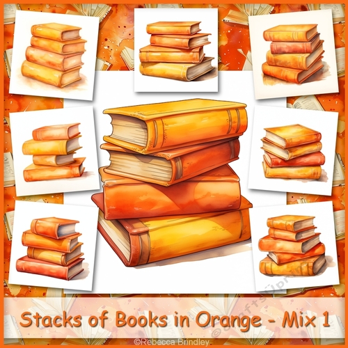 Stacks of Books in Orange - Mix 1