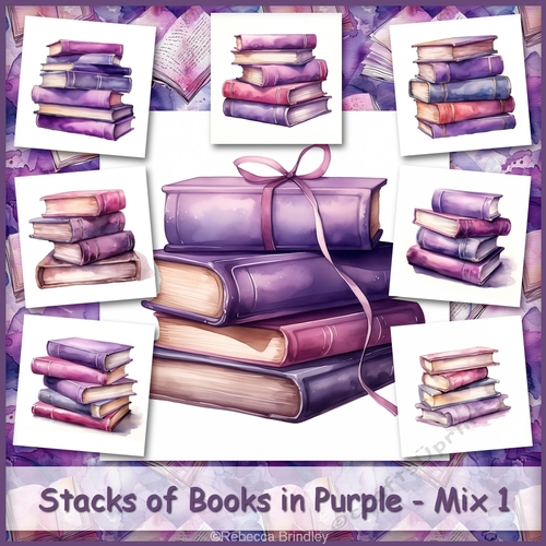 Stacks of Books in Purple - Mix 1