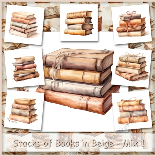 Stacks of Books in Beige - Mix 1