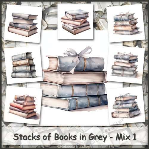 Stacks of Books in Grey - Mix 1