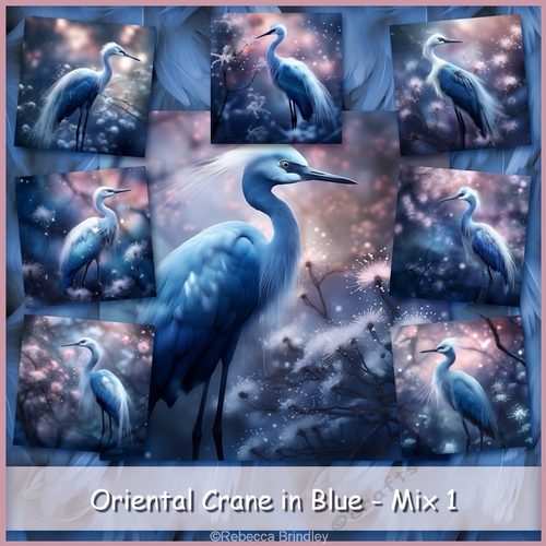 Oriental Crane in Blue - Mix 1