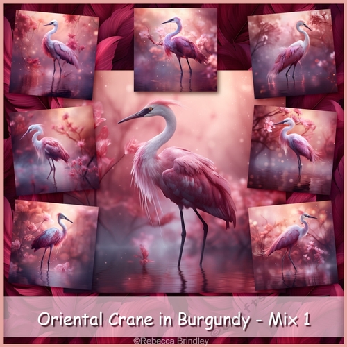 Oriental Crane in Burgundy - Mix 1
