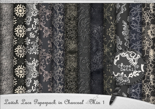 Lavish Lace Paperpack in Charcoal - Mix 1