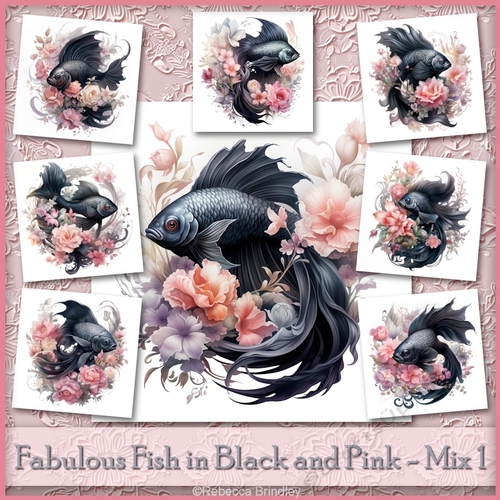 Fabulous Fish in Black and Pink - Mix 1