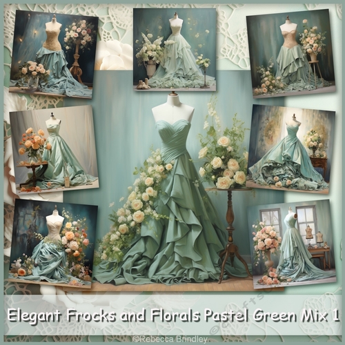 Elegant Frocks and Florals Pastel Green Mix 1