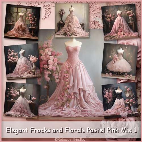 Elegant Frocks and Florals Pastel Pink Mix 1