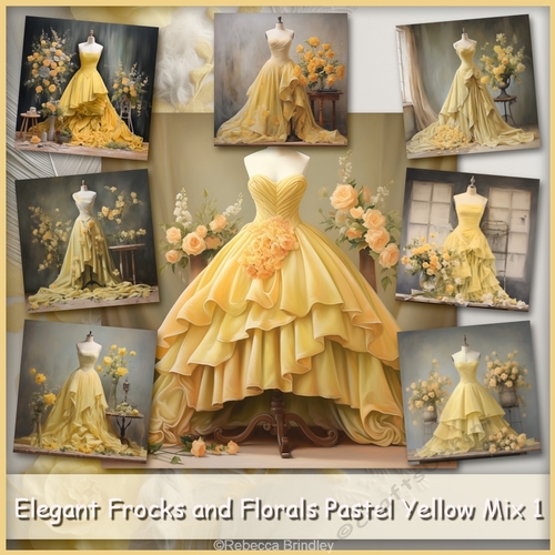 Elegant Frocks and Florals Pastel Yellow Mix 1