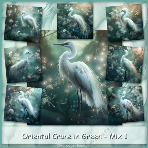 Oriental Crane in Green - Mix 1