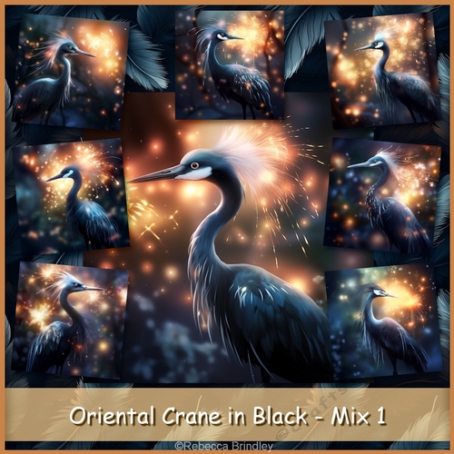 Oriental Crane in Black - Mix 1