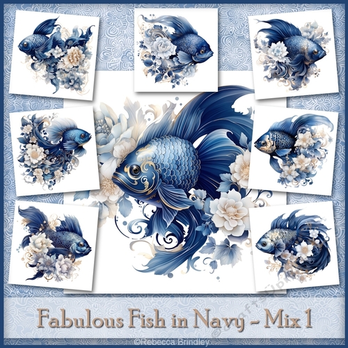 Fabulous Fish in Navy - Mix 1