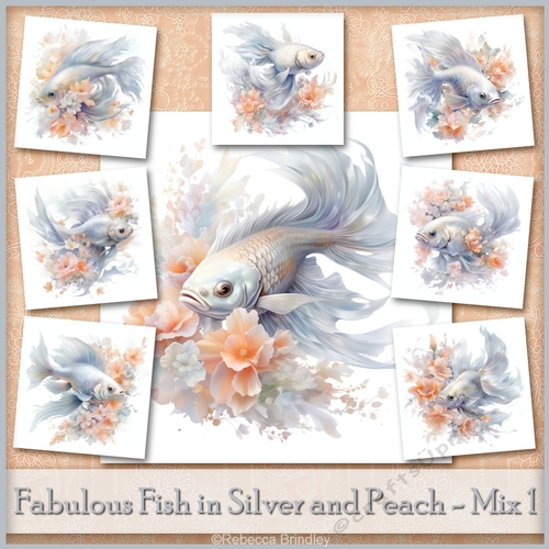Fabulous Fish in Silver and Peach - Mix 1