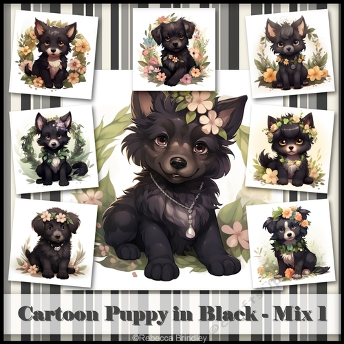Cartoon Puppy in Black - Mix 1