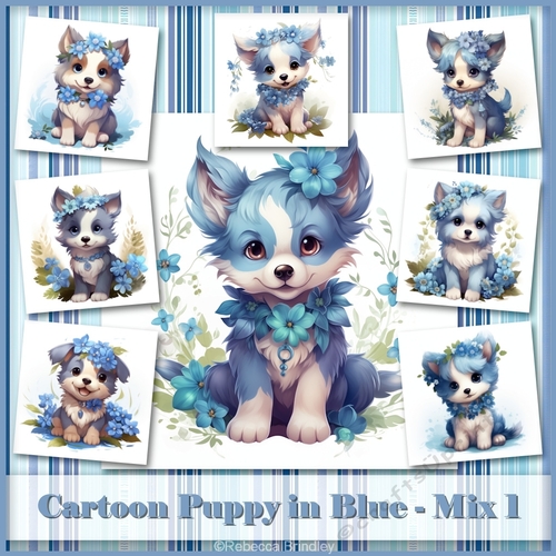 Cartoon Puppy in Blue - Mix 1
